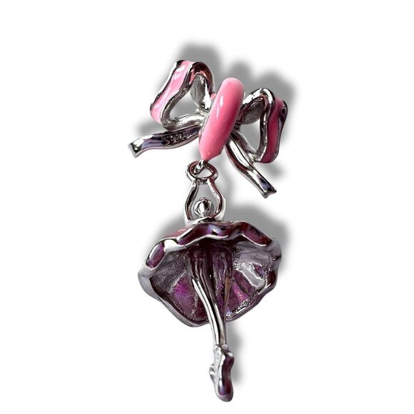 Pink Bow & Ballerina S925 Sterling Silver Pandora Moments Compatible Charm - Picture 4 of 12